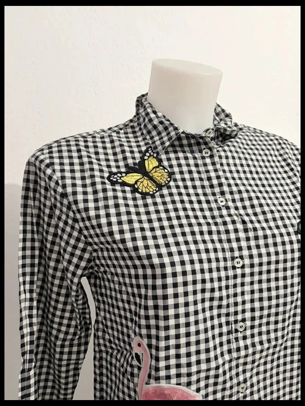 Camisa longa xadrez com bordados H&M Divided – photo 2